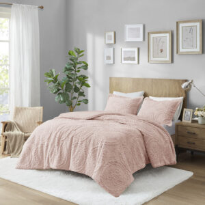 Transform your bedroom with the elegant style of Madison Park’s Arya Embroidered Medallion Faux Fur Ultra Plush Comforter Mini Set. The rich blush comforter and matching sham feature an embroidered medallion design on the ultra-soft plush fabric. Machine washable for easy care