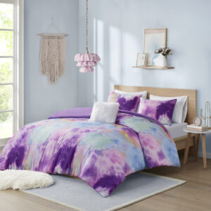 Bring a splash of beautiful colors to your bedroom with the Intelligent Design Cassiopeia Watercolor Tie Dye Printed Duvet Cover Set. This duvet cover features a watercolor tie dye print with piped edge borders to create a colorful dreamy look. The 2 matching shams (1 in Twin/TwinXL) also have piped edges that pair perfectly with the duvet cover