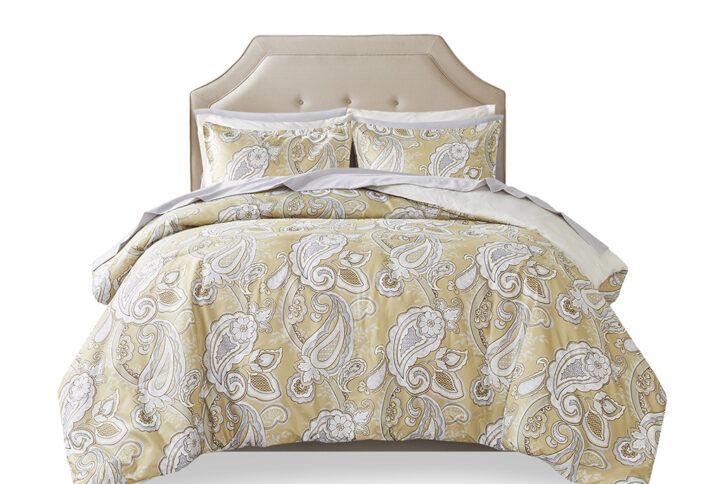 Breathe new life into your bedroom with this beautifully designed modern comforter set. It is an elegant paisley print on ultra-soft microfiber using colors of wheat