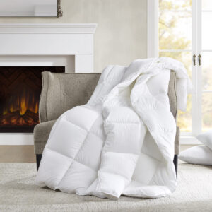 100% premium cotton dobby face and solid reversed shell comforter over-padded with ultra airy and breathable down alternative fiber that delivers a real down-like experience.