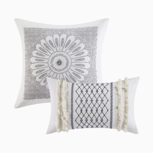 mid-century look to your bedroom with the INK+IVY Imani Cotton Duvet Cover Mini Set. The cotton duvet cover features geometric prints with tufted chenille that adds dimension and charm