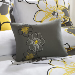 the Allison Comforter Set can brighten up your room with its vibrant yellow and grey shades. The comforter and shams (1 for Twin/Twin XL) feature a printed