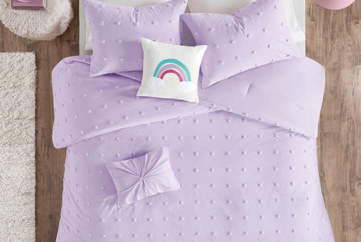 Create a cute and cozy look in your child’s bedroom with the Urban Habitat Kids Callie Cotton Jacquard Pom Pom Comforter Set. This cotton comforter features an all-over jacquard pom pom design that adds texture