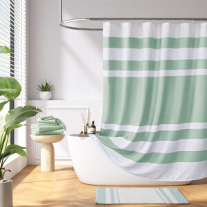 Update your space with the Madison Park Spa Waffle Shower Curtain with 3M Treatment. Featuring a fresh and updated stripe design