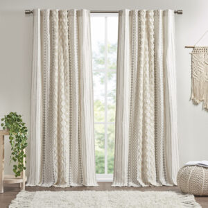 The INK+IVY Imani Cotton Printed Window Panel with Chenille Stripe and Lining offers a chic and casual update to your home. This window panel features a geometric print with a tufted chenille stripe trim