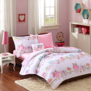 Your child will get a hoot out of the Mi Zone Kids Wise Wendy Owl Comforter Set with Bed Sheets. A lovely owl and flower print is adorably displayed on the exceptionally soft comforter and shams (1 in Twin/TwinXL) to create a cute and smart look. A vibrant pink sheet set perfectly complements the comforter with printed white daisies for a charming touch. Made from ultra-soft microfiber