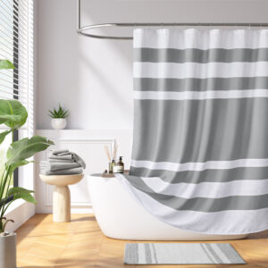 Update your space with the Madison Park Spa Waffle Shower Curtain with 3M Treatment. Featuring a fresh and updated stripe design