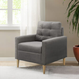 Upgrade your living space with our modern accent chair. With clean lines and a sleek track arm silhouette