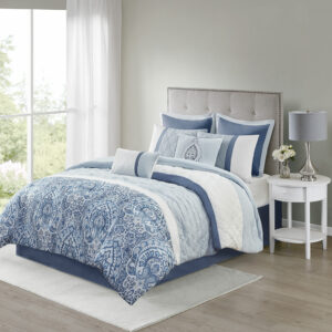 Update your bedroom with the refined elegance of 510 Design’s Shawnee 8 Piece Comforter Set. Showcasing a pieced design with diamond quilting details