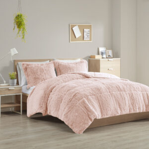 The Intelligent Design Malea Shaggy Long Fur Comforter Mini Set brings a soft contemporary update to your bedroom. The comforter and shams (1 in Twin/TwinXL) feature stylish shaggy faux fur that creates a soft fluffy texture and modern look. The solid plush reverse adds a soft and warm touch. Items in the set may come in a rolled or compressed packaging