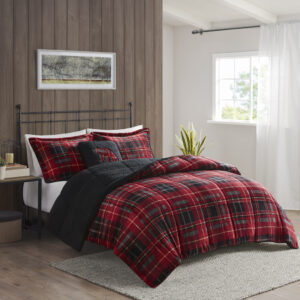 Bring the warmth and comfort of a cabin retreat to your bedroom with the Woolrich Alton Plush to Sherpa Down Alternative Comforter Set. Made from ultra-soft plush and reversing to a cozy berber