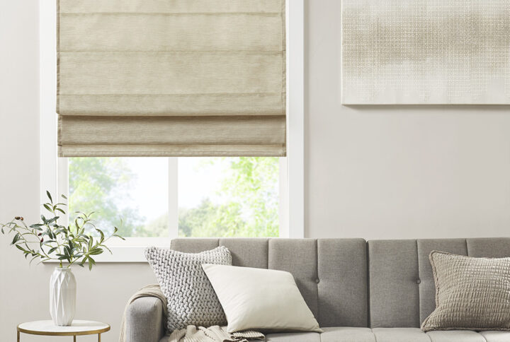 Our Madison Park Como Printed Faux Silk Room Darkening Cordless Roman Shade offers a modern and convenient update to your home decor. This roman shade flaunts a tonal taupe faux silk textured fabric to create a stylish and beautiful