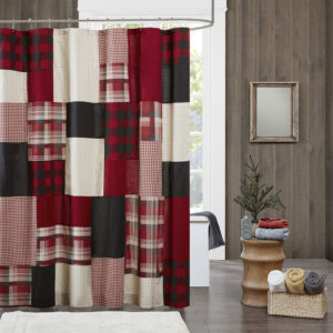 Create a striking look in your space with the Woolrich Sunset Collection. This 144 thread count cotton shower curtain features several different plaids and solids pieced together for the perfect balance in this lodge look.