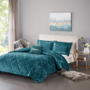 Create a luxuriously comfortable and lush bedroom space with the Intelligent Design Felicia Velvet Comforter Set. The crushed velvet