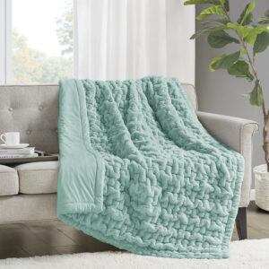 Add a modern and sophisticated touch to any space with the Madison Park Ruched Fur Throw. This throw features a solid ruched fur pattern