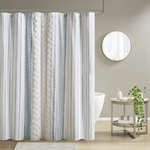 Elevate the look of your bathroom with the INK+IVY Imani Cotton Printed Shower Curtain with Chenille Stripe. This 100% cotton shower curtain features a globally inspired Aztec print with a cotton chenille trim that adds a sophisticated touch. Machine washable for easy care