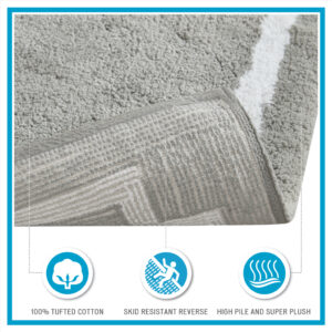 while the plush medium pile weight provides pure soft comfort for your feet. The light latex coated back makes this bath rug skid resistance for better safety