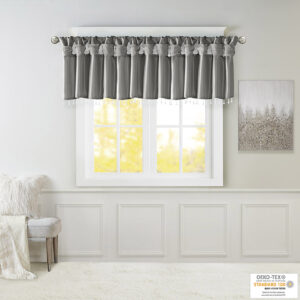 this elegant window valance features a DIY twist tab top finish that creates rich deep folds