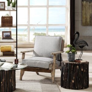 The INK+IVY Malibu Accent Chair offers a perfect blend of style and comfort for your living space. This accent chair features upholstered seat and back with a solid wood frame