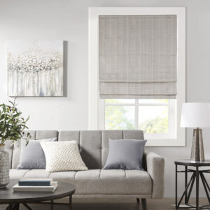 The Madison Park Galen Basket Weave Room Darkening Roman Shade offers a simple and convenient update to your home decor. This taupe roman shade features a basket weave texture base fabric that creates a natural look and feel. A thermal foambacking on the reverse provides energy efficiency and enhanced privacy. The cordless retraction mechanism makes it easy to open and close the window shade throughout the day