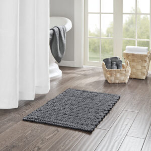 The Madison Park Lasso 100% Cotton Chenille Chain Stitch Rug provides a soft textural update to your bathroom decor. This cotton chenille bath rug features a woven chain stitch design that creates dimension and texture