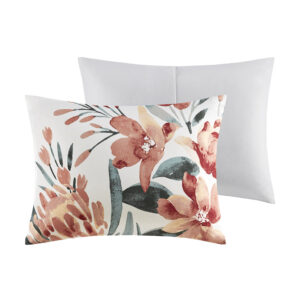 contemporary cotton duvet set features a large scale floral print design