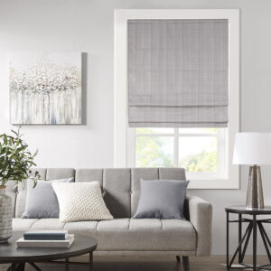 The Madison Park Galen Basket Weave Room Darkening Roman Shade offers a simple and convenient update to your home decor. This grey roman shade features a basket weave texture base fabric that creates a natural look and feel. A thermal foambacking on the reverse provides energy efficiency and enhanced privacy. The cordless retraction mechanism makes it easy to open and close the window shade throughout the day