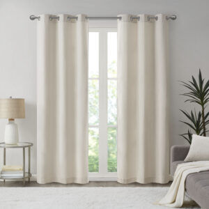 Create a stylish and comfortable space with the Madison Park Galen Basketweave Room Darkening Window Panel Pair. These room darkening window curtains are made from a basket weave texture base fabric that creates a natural look and feel. A thermal foambacking on the reverse provides energy efficiency and serves as an effective barrier to soften exterior light and noise. When closed