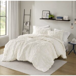 The Intelligent Design Larissa clipped chenille duvet cover set has a soft