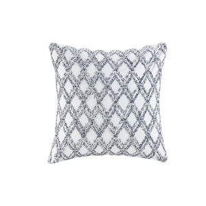 Elevate your home décor with the INK+IVY Riko Cotton Embroidered Square Pillow. Made from a cotton canvas with navy carpet stitch embroidery