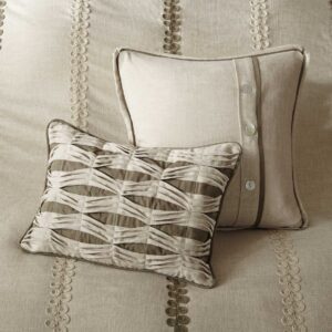 this linen feel polyester comforter set is designed to give a relaxed