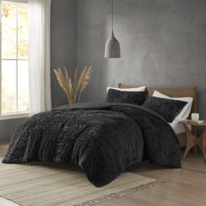 Add glamorous style and comfort to your bedroom with the Madison Park Blair Down Alt Ruched Faux Fur Comforter Set. This stylish comforter will liven up your bedroom with its unique texture and beauty. The face features a luxuriously soft faux fur with a stunning ruched design and a solid microfiber reverse. This bedding set includes 1 hypoallergenic polyester filled comforter and 2 shams to complete the look. This comforter set is also OEKO-TEX certified