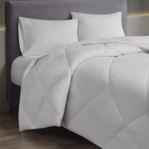 this comforter insert has classic diamond quilting with loops stitched on the corners to hold duvet covers in place. The comforter is also OEKO-TEX certified