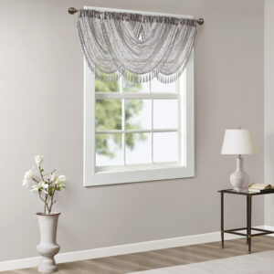 Madison Park’s Irina Diamond Sheer Waterfall Valance provides an alluring update to your home. An elegant diamond pattern is beautifully embroidered on a soft sheer fabric