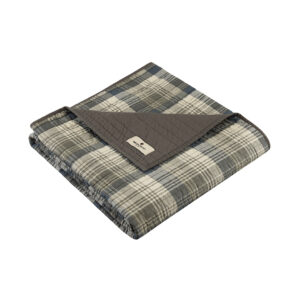 The Woolrich Tasha quilted throw features an all over brown and tan plaid and reverses to a solid brown color. Made from 100% cotton this lightweight throw is soft to the touch and can be used year round.