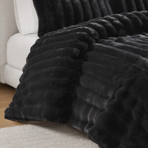 this faux fur comforter set will bring inviting warmth to your bedroom. The simple corded texture pairs perfectly with neutral hues to add visual interest that will match any decor. The set features a polyester faux fur face and velvet reverse