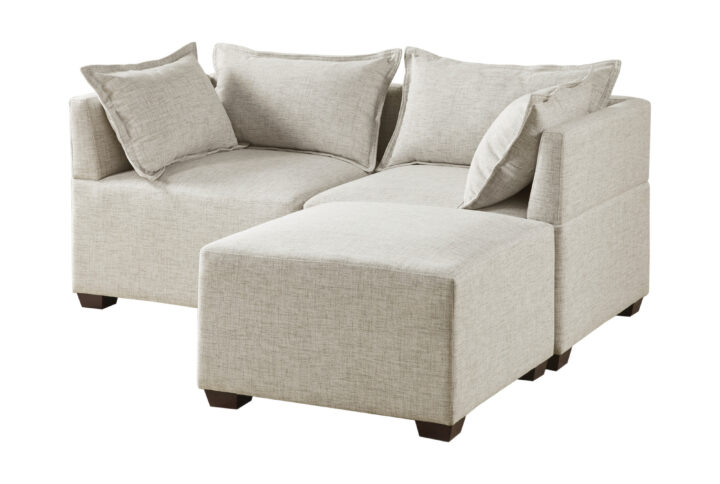 Create a comfortable seating arrangement in your living room with the modern sectional sofa chairs and ottoman. Upholstered in durable and resilient fabric