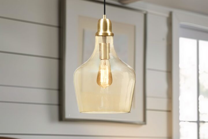 Transform your home with the INK+IVY Auburn 9" Bell Shaped Hanging Glass Pendant Light. This modern fixture features a clear hand-blown glass shade and a chic gold metal base