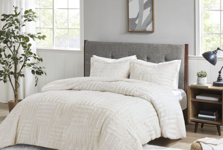 Add warmth and comfort to your bed with the Arctic faux fur down alternative comforter. The faux fur is incredibly soft and smooth and features a checkboard design for added texture and dimension. The set includes 2 shams (1 sham for T size) and is machine washable for easy care. This comforter set is also OEKO-TEX certified