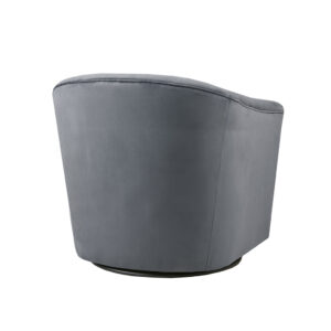 gray velvet upholstery emphasizes the elegance and lush comfort of the deep seat