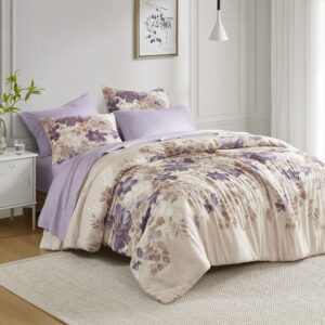 Create a calming oasis in the bedroom with the Madison Park Essentials bed-in-a-bag. This beautiful comforter set features a purple