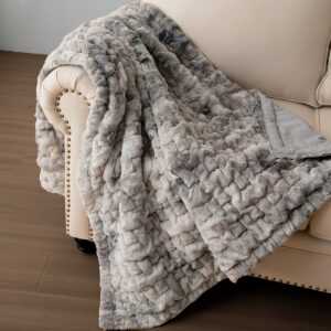 Ruched Faux Fur Throw