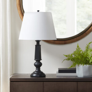 Landsdown 24.25"H faceted black table lamp is a part of Martha Stewart's lily pond collection and is sure to light up any room in your home. The classic