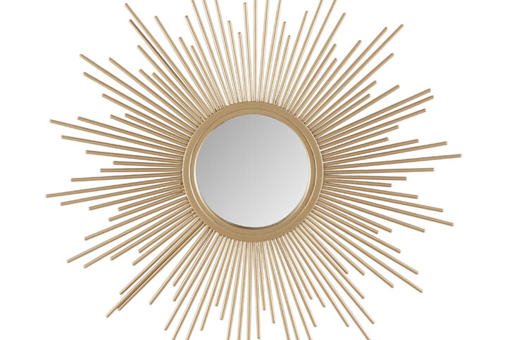 Add a modern and glamorous touch to your space with our Madison Park Sunburst Mirror. A stylized iron frame is featured in a sphere design creating beautiful dimension