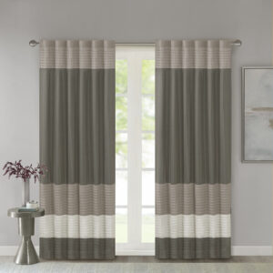 Madison Park Amherst Polyoni Pintuck Window Curtain is a simple way to add style to your room. This window panel features a modern striped design in natural hues of ivory