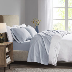 Wrap yourself in a cool and comfortable sleep with this moisture wicking luxurious brushed microfiber sheet set. This soft and lightweight sheet set features 3M Scotchgard moisture treatment that wicks away moisture to keep you cool. Fade and stain resistant