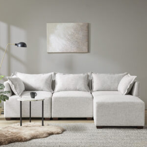 Create a comfortable seating arrangement in your living room with the modern sectional sofa chairs and ottoman. Upholstered in durable and resilient fabric