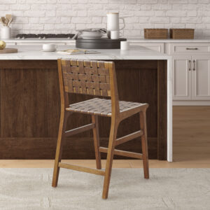 Add a touch of sophistication to your dining room with the Ink+Ivy Oslo woven counter stool. Made from durable faux leather and a sturdy solid wood frame