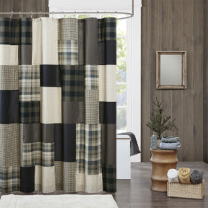 Create a striking look in your space with the Woolrich Winter Hills Collection. This 144 thread count light weight cotton shower curtain features several different plaids and solids pieced together for the perfect balance in this lodge look.