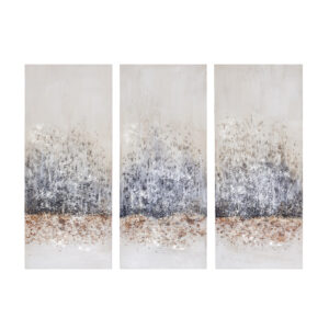 Update your home decor with contemporary style of the Madison Park Twilight Mystere Hand Embellished 3-Piece Canvas Wall Art Set. Flaunting 100% hand-brushed embellishments